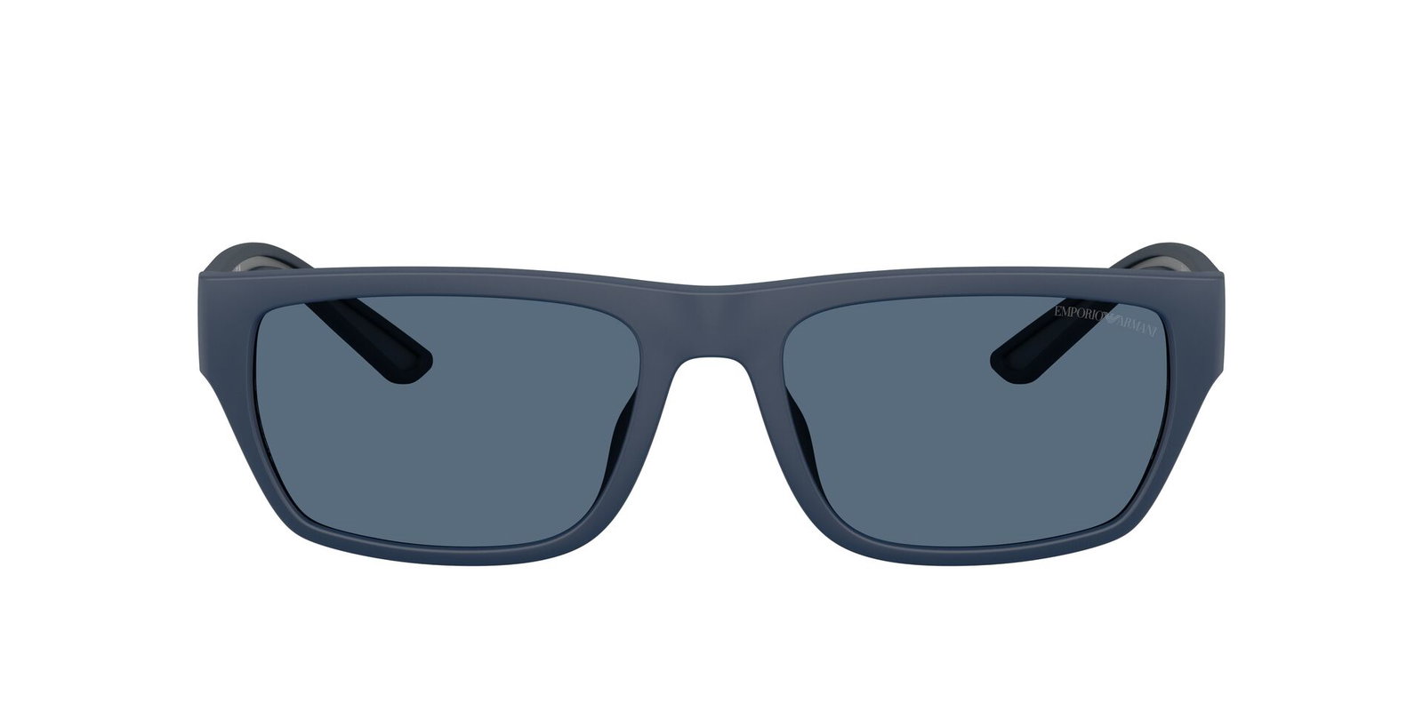 Das Bild zeigt die Emporio Armani Sonnenbrille EA4267U in mattblau gummiert von vorne.